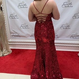 Red sequin long dress